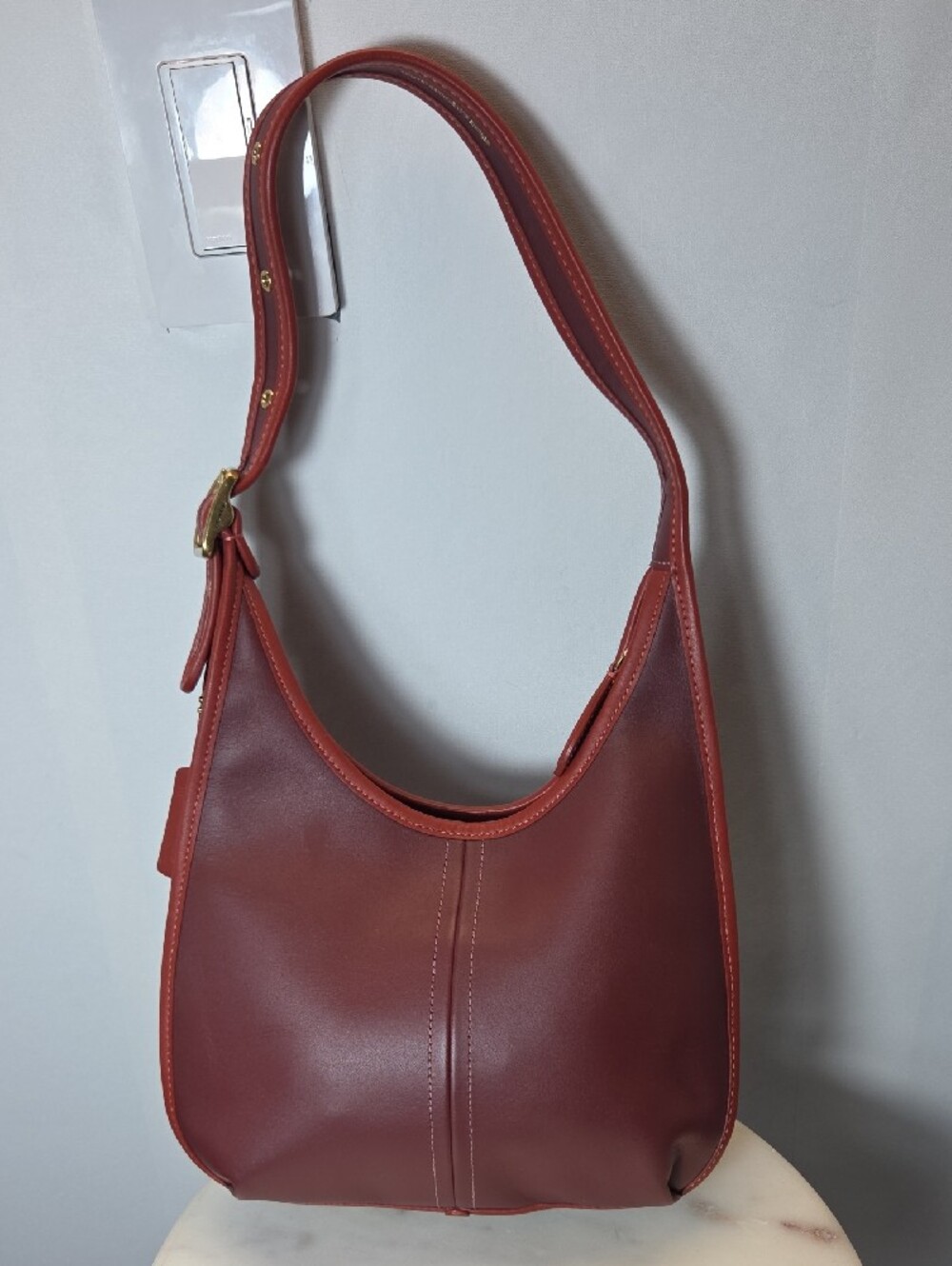 Coach Ergo Leather Shoulder Bag In Colorblock Oxblood/wine RARE - Picture 2 of 14